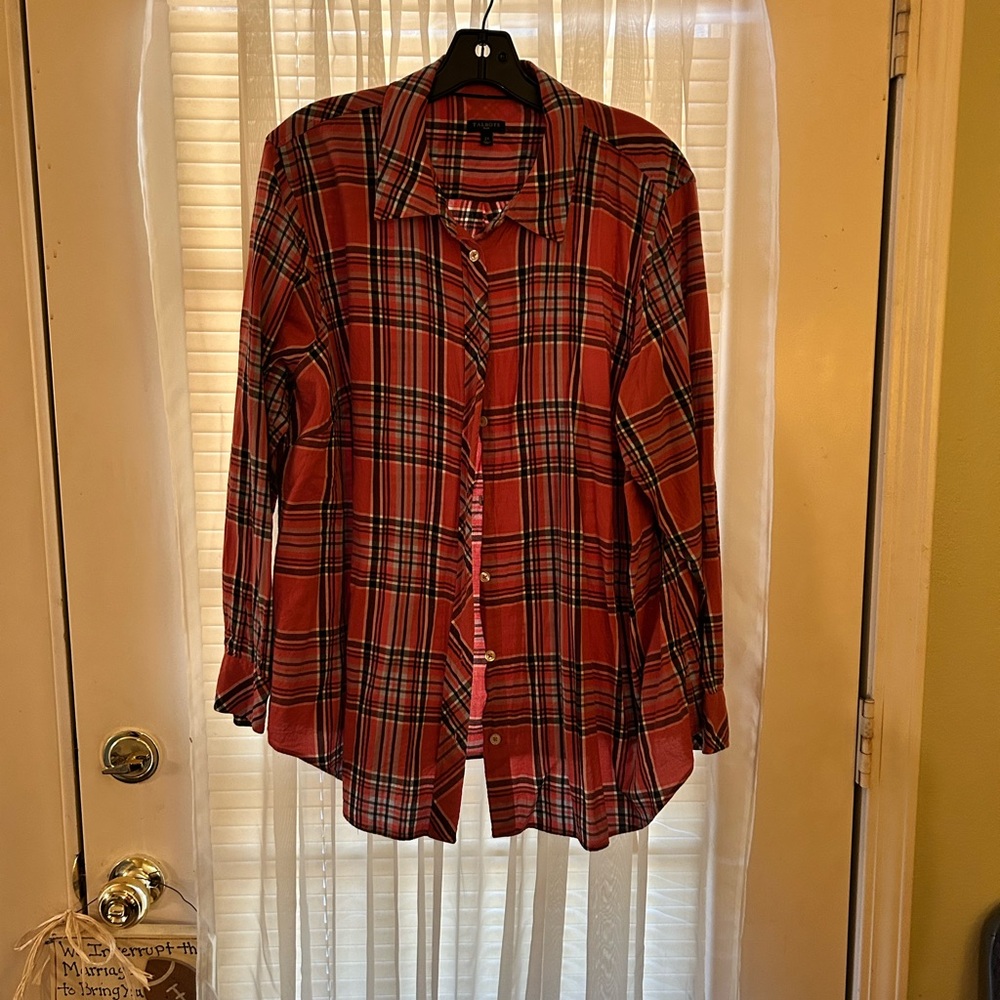 Talbots Pink Plaid Shirt 2X
